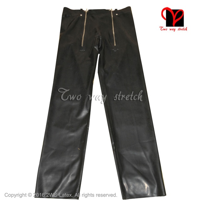 Latex Jeans Rubber pants with two zippers trousers Black Gummi