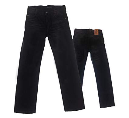 Kids Boys Black Jeans Denim CA Smart Trousers Straight Regular Age 9