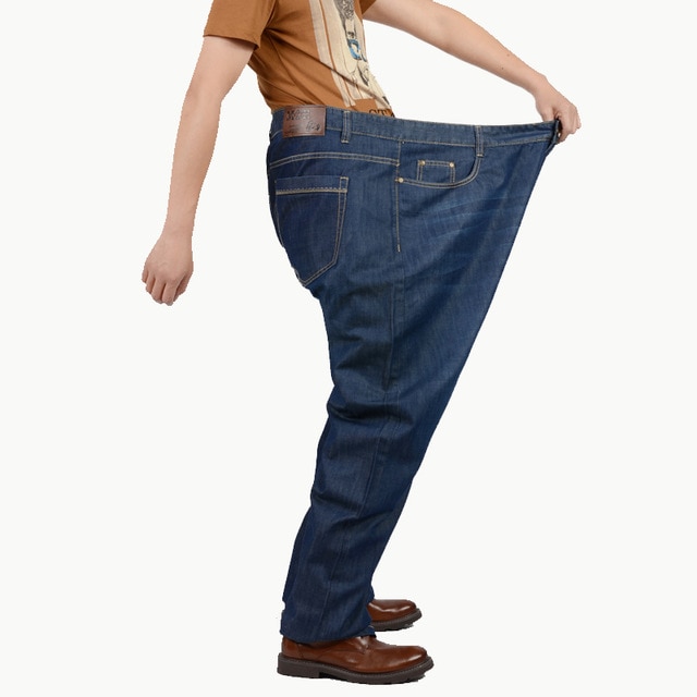 Plus Size 32 52 2016 New Jeans Men Fashion Cotton Mid Waist Straight
