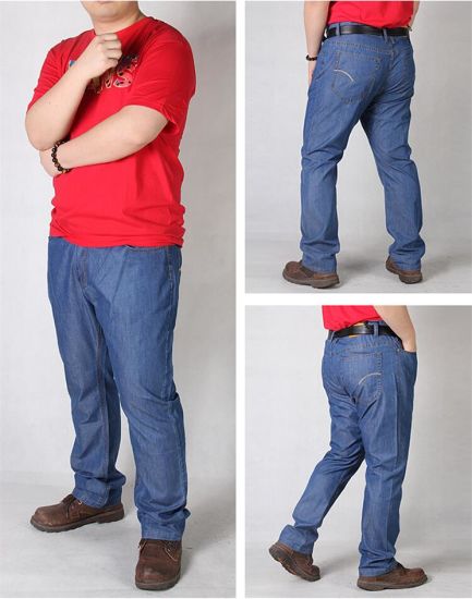 China P1155 Summer Thin Plus Size 38-50 Men Long Loose Jeans - China