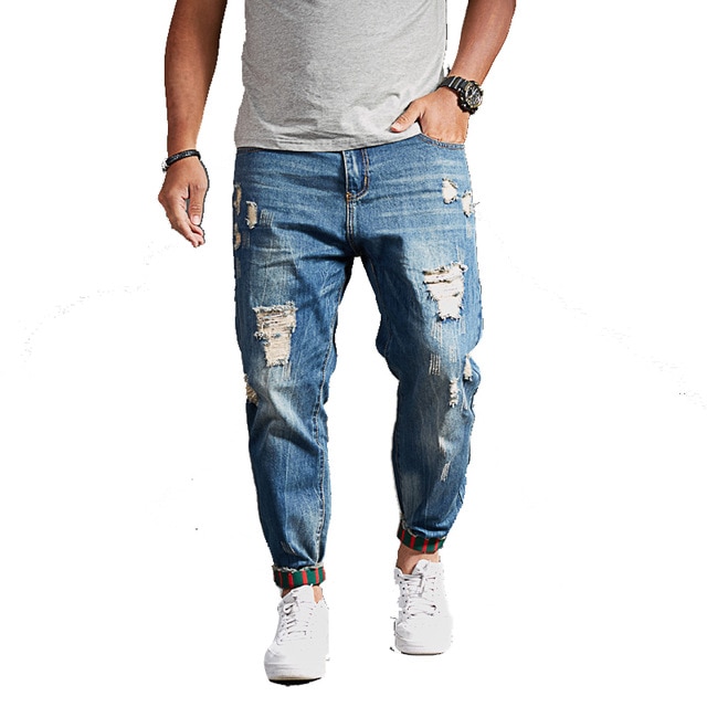 Plus size men jeans slim Ankle Length Pants 8xl 4xl 6xl 48 50 52