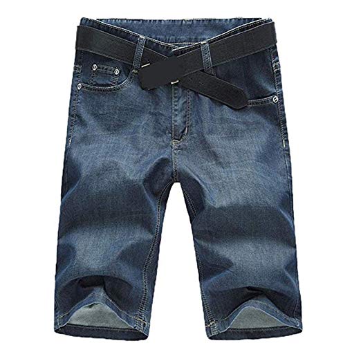 SITENG Men Summer Casual Black Blue Jean Shorts Big and Tall Plus