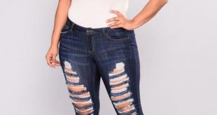 Distressed Women's Jeans Large Sizes XXL - 7XL Push Up Ripped Jeans Wi