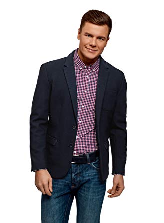 oodji Ultra Men's Jersey Blazer with Patch Pocket at Amazon Men's
