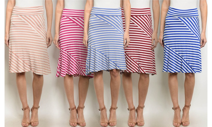 Women's Striped Jersey Skirts | Groupon