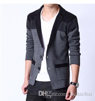 2019 2015 Spring New Fashion Male Slim Knitted Blazer Suit Jacket