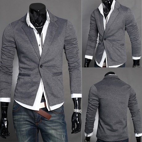 Autumn men's casual slim suit male knitted blazer-in Blazers from