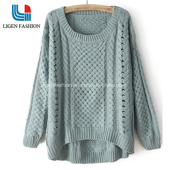 China Fashionable Knitted Sweater with Different Pattern for Ladies