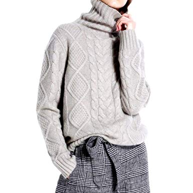 Ailaile Cashmere Wool Sweater Women's Twist Thick Turtleneck