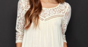 Cute Cream Top - Lace Top - Short Sleeve Top - $36.00