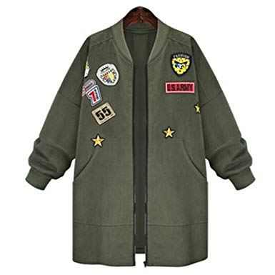 Amazon.com: Autumn Women Jacket Army Green Oversize Casual Outerwear
