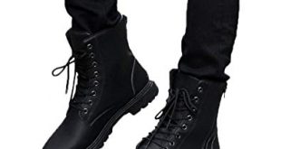 Amazon.com: Fheaven Men's Leather Boots Lace Up Boots Mens Combat