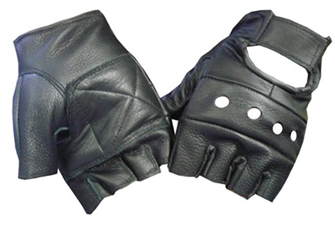 Amazon.com: Motorcyle Biker Fingerless Leather Glove (M): Clothing