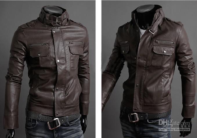 New Arrival Men's Stand Collar Leather Jacket Fashion Leisure