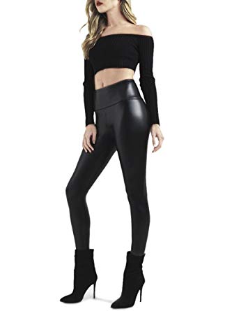 Sexy Black Faux High Waisted Leather Leggings Pants Womens&Girls