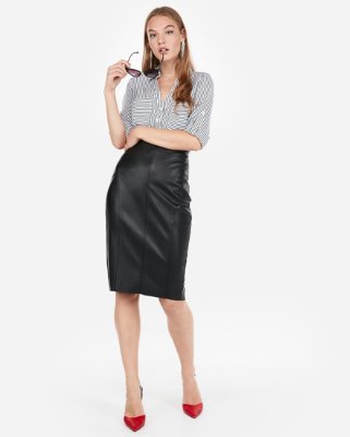 Petite High Waisted Seamed (minus The) Leather Pencil Skirt | Express