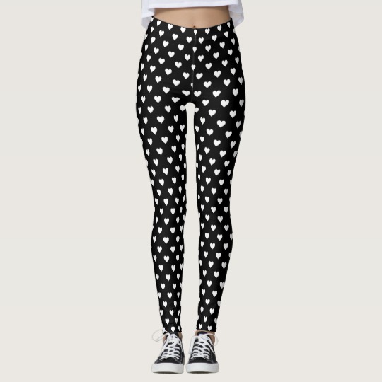 Cute Black & White Hearts Pattern Leggings | Zazzle.com