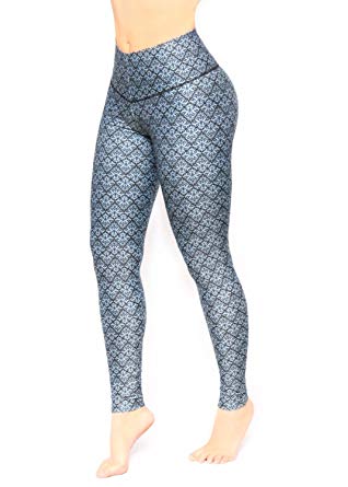 Amazon.com: Women Light Blue and black Pattern Printed Leggings with