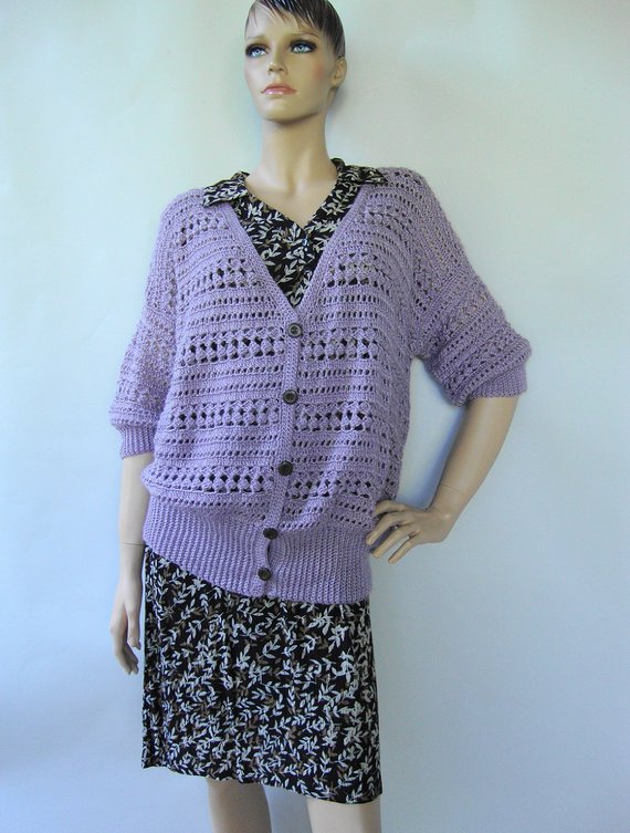 Crochet Cardigan Purple Cardigan Alpaca Cardigan Crocheted | Etsy