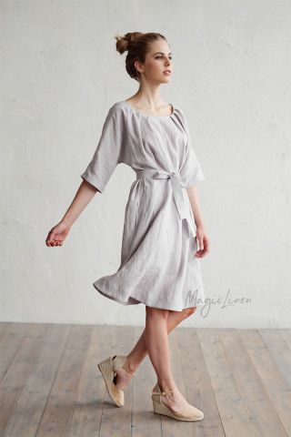 Linen Dress with Belt Corfu | MagicLinen