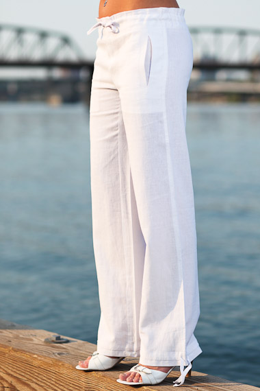 Drawstring Linen Surf Pants for Women with Ankle Ties