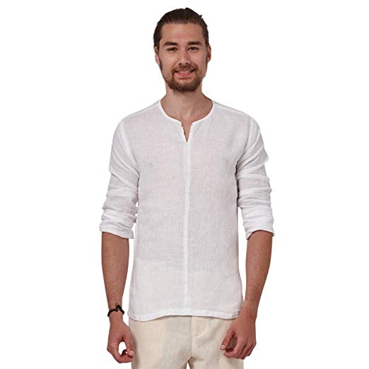 Liash Stylish Linen Shirts for Men - Collarless Casual Shirt for Men
