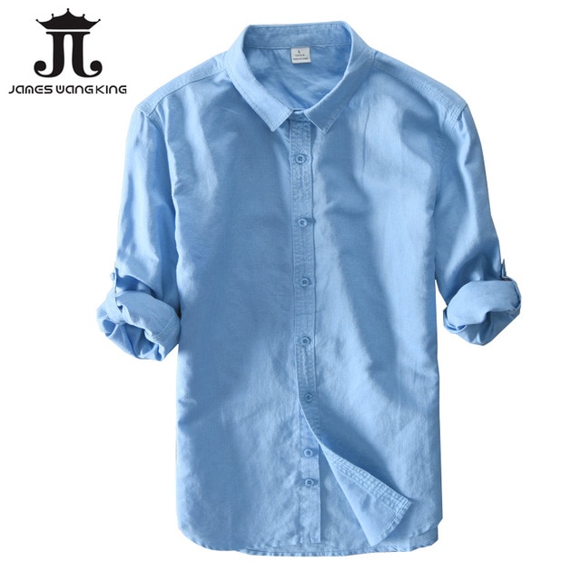 New 2018 Men Linen Shirts For Man top Clothing Solid 55%linen+45