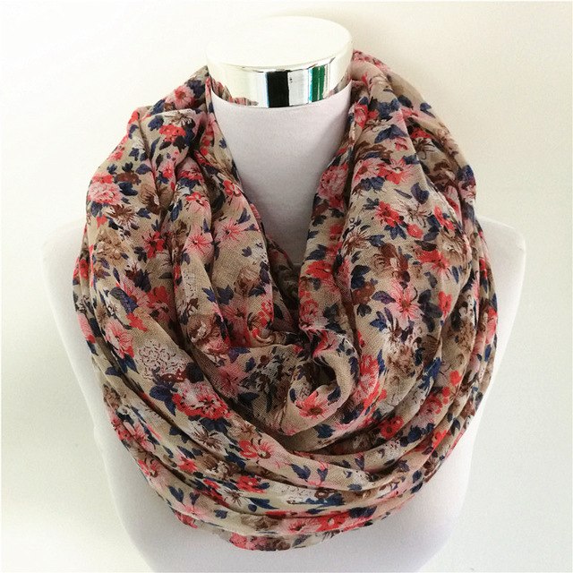 Hot SellinWarm Women Flower Loop Scarf Female Small Rose Print