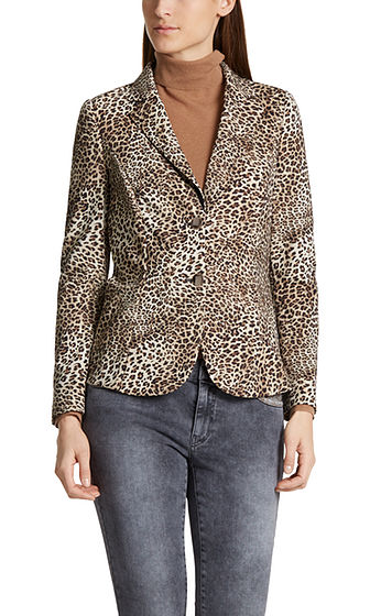 Leopard blazer in neoprene | marc-cain.com/en