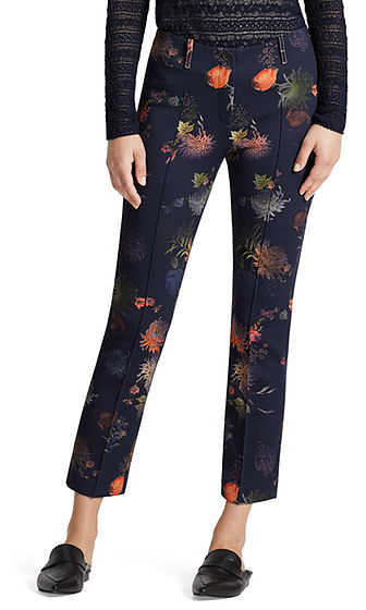Pants with floral print | marc-cain.com/en