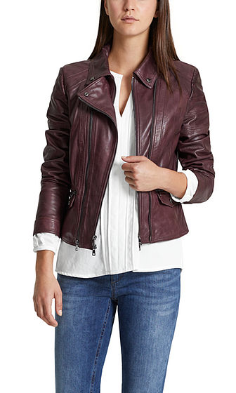 Leather jacket with star lining | marc-cain.com/en