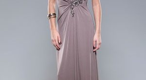 Mascara Taupe Evening Dress with Sleeves