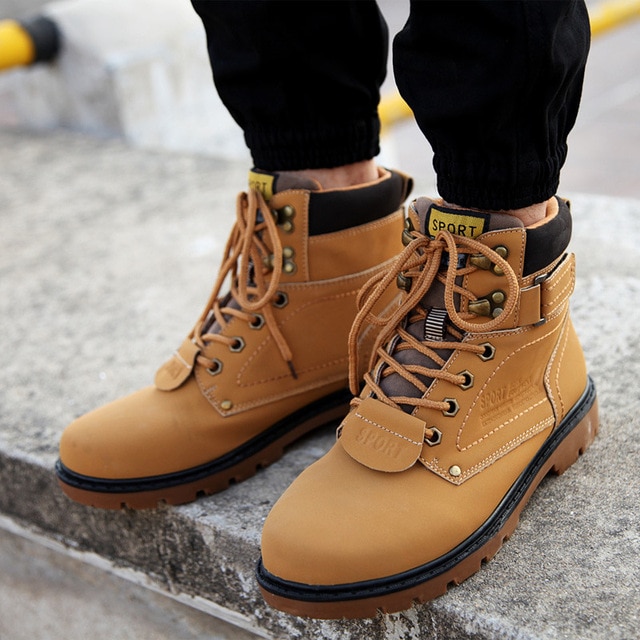 New Arrival 2017 Winter Fur Men Boots Casual Lace Up Safety Work
