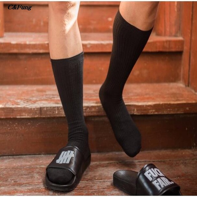 2018 new designer Men knee high Socks white black classic Cotton