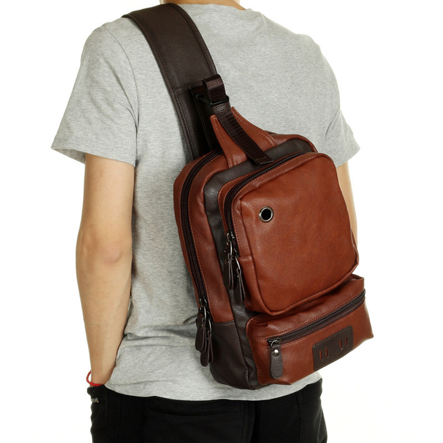 New Fashion Men Messenger Bags Casual Mens Leather Chest Bags Big