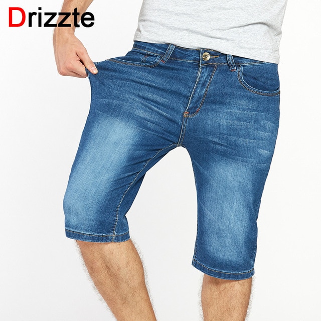 Drizzte Brand Mens Jeans Shorts Plus Size Stretch Thin Denim Jeans
