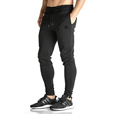 BROKIG Mens Zip Joggers Pants - Casual Gym Workout Track Pants