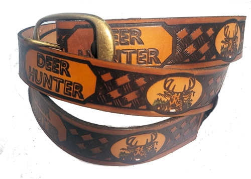 Men's Deer Hunter Genuine Leather Print Belts