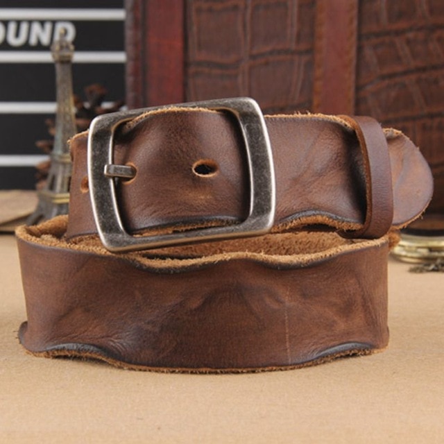 2018 retro luxury genuine leather belts high quality wide belt crazy