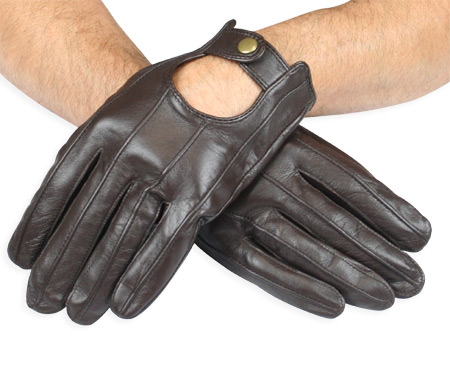 Mens Leather Driving Gloves - Walnut
