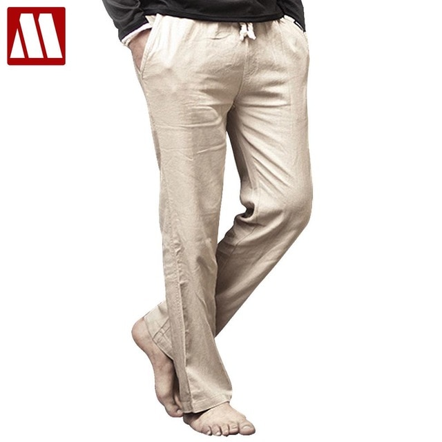 High quality Mens Linen Pants 2018 Summer Style Joggers Solid Color