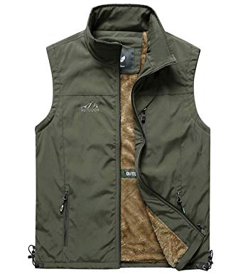 Fuwenni Men's Outdoor Vest Jacket Lightweight Fishing Fleece Vest