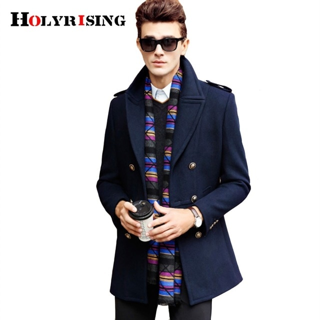 Men Wool Coats Winter Fashion ElegantLong Double Button Jackets Male