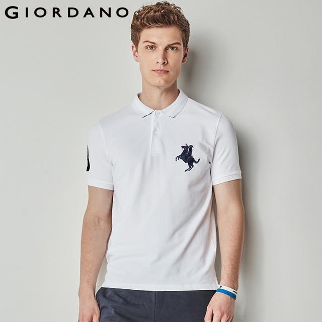 Giordano Men Polo Shirt Men Napoleon Embroidery Polo Homme Pattern