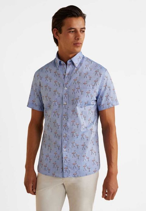 Mango FLAMIN-H Men's shirt blue Men's Print Shirts Button down 100