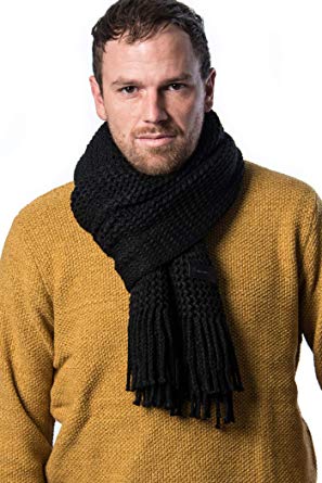 Mio Marino Mens Knitted Scarf - Winter Scarfs for Men - Ribbed Knit