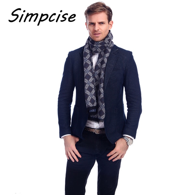 Simpcise] Luxury Men Scarf Mufflers Business Style Men's Scarves