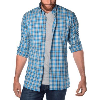 Soft-Wash Tall Men's Shirts in Blue Plaid | American Tall