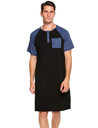 Amazon.com: Langle Men Sleep Shirts Short Sleeve Nightshirt Big