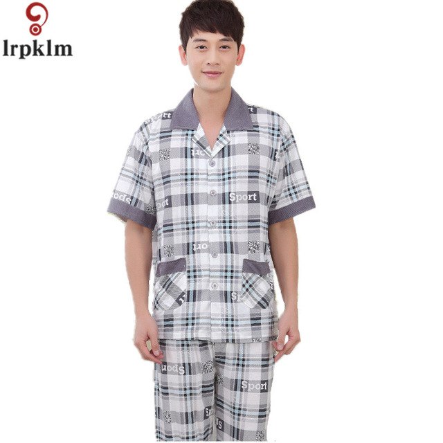 Cotton Short Sleeve V neck Pajama For Men Summer Men Pajamas Set